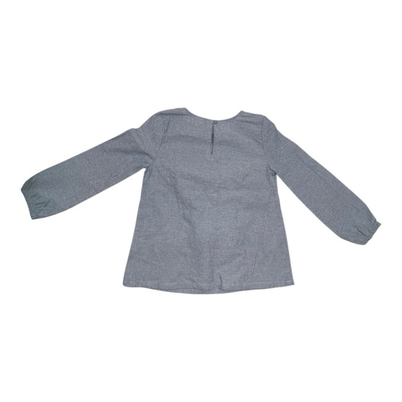 Carter's® Blue Long Sleeve Chambray Blouse with Pleated Front Size: 5T - Picture 2 of 7